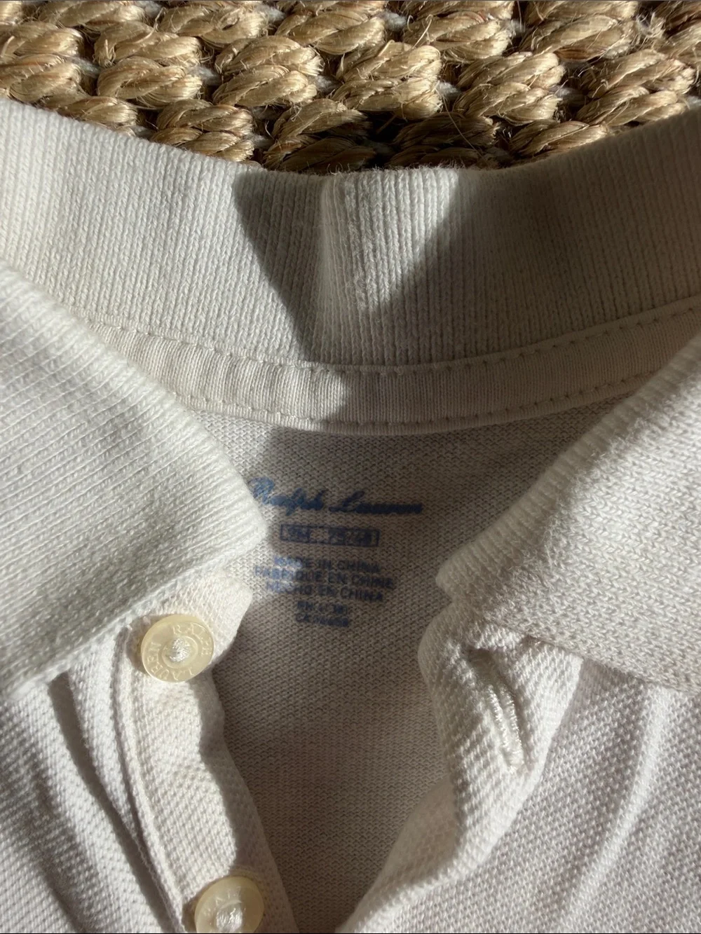 Ralph Lauren White Polo Dress with Navy Stripe Skirt - Toddler size 9 months